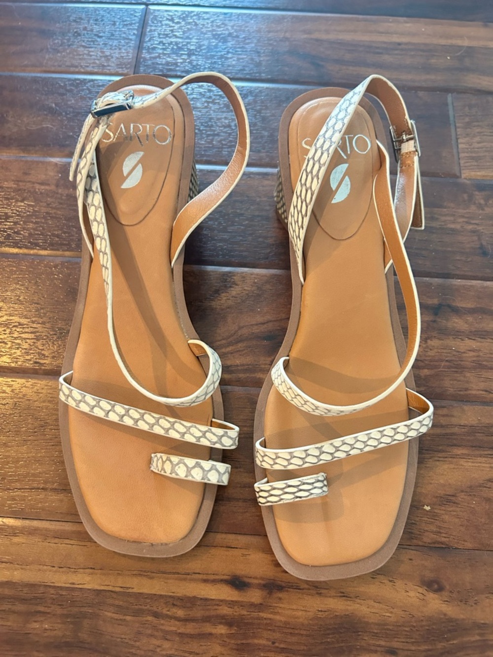 SARTO By Franco Sarto Rache 2 Snake-Print Block Heel Sandals - Picture 3 of 11